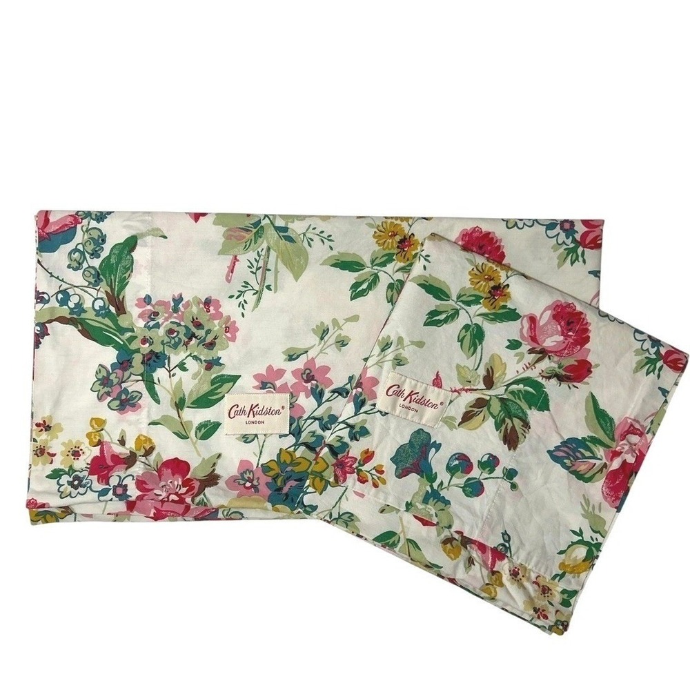 Cath Kidston London King Pillowcases Set 2 Floral Print 100% Cotton Pink Preppy